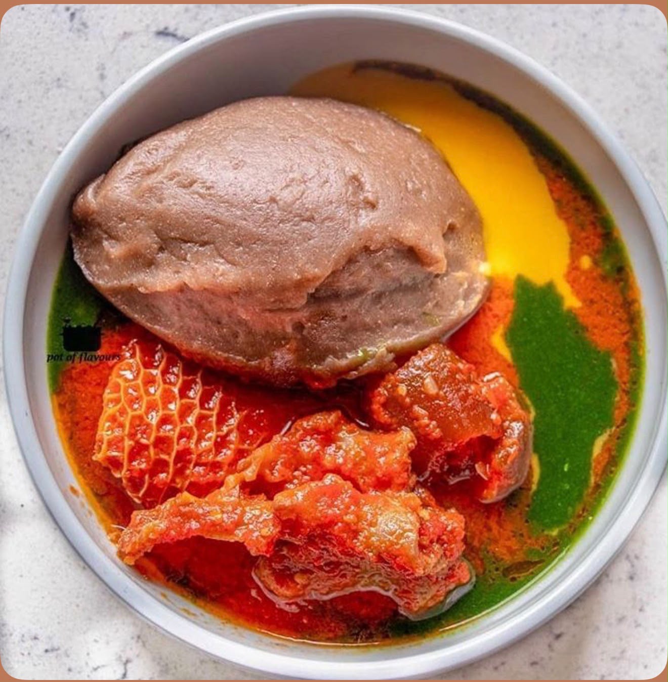 Amala/gbegiri & assorted meat plater