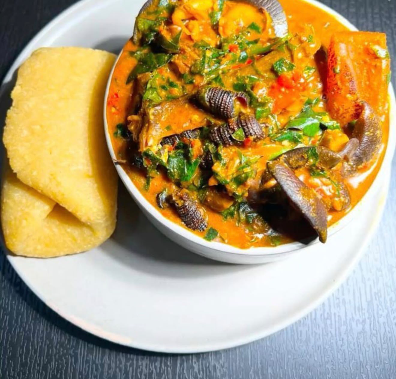Oha soup & yellow garri