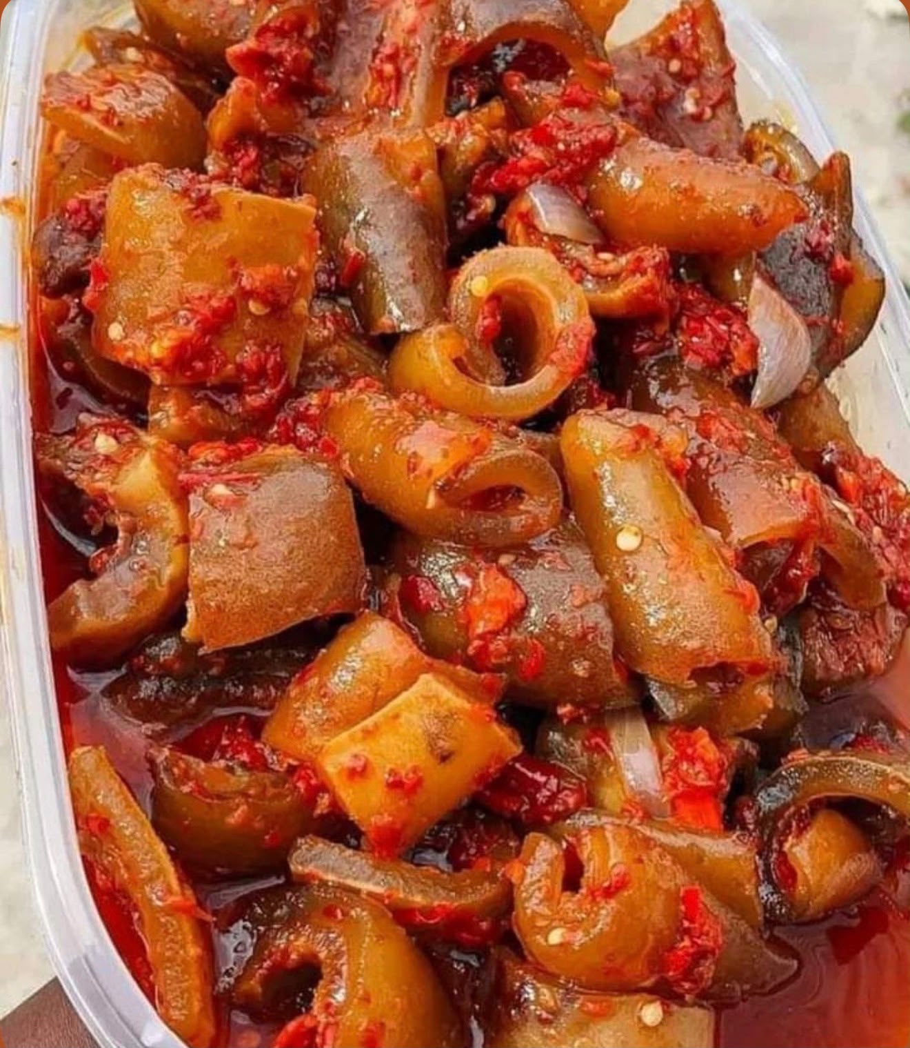 Peppered Kpomo ( garnished cow skin)
