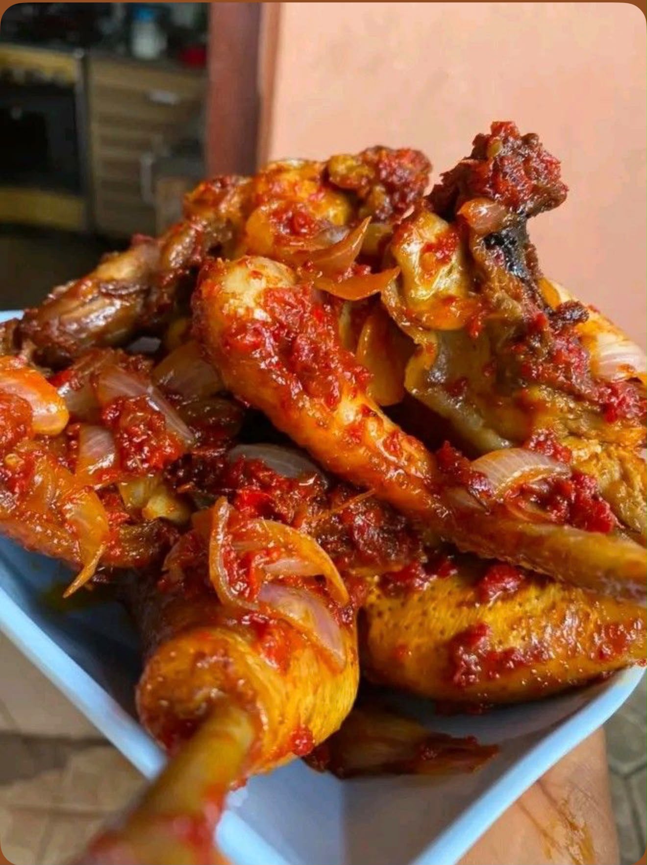 Portion of peppered fried chicken